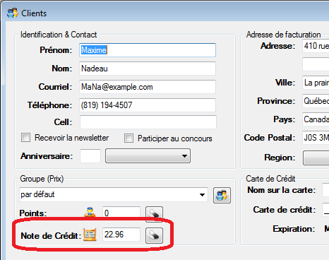 Ajustement manuel, sans-facture de la note de crédit