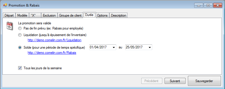 Durée de la promotion